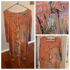 Tie dye dress and necklace set